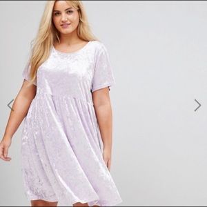 Lavender crushed velvet dress.